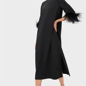 Tuckernuck Elegant Black Dress with Feather Accents